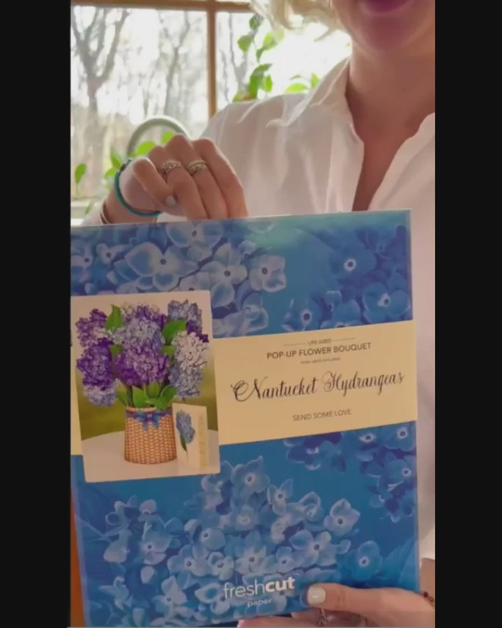Nantucket Hydrangeas | Fresh Cut Paper Pop Up Bouquet & Card - 3719