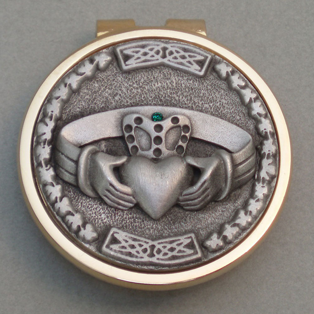 Pewter Claddagh Money Clip with Brass Accents - 2504