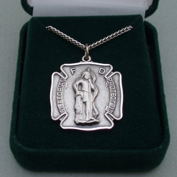 Sterling Patron Saint of Firefighters Necklace - 4412