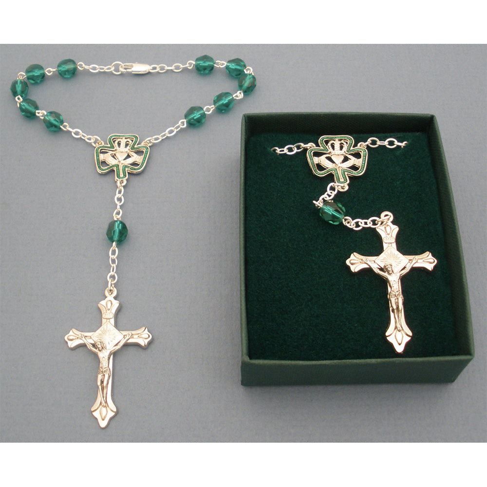 Green Irish Auto Rosary - 4442