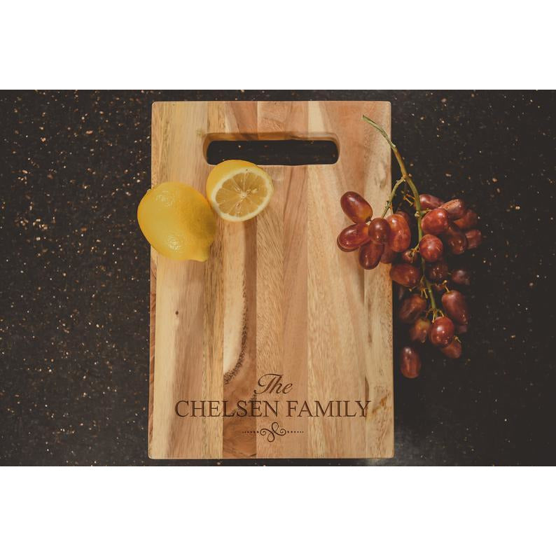Engraved Acacia Cutting Board with The Family Personalization - ZNHC0065