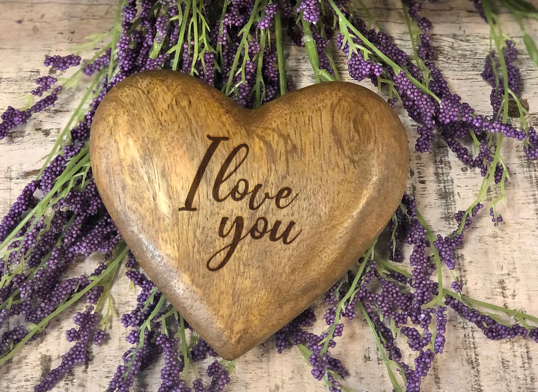 Solid Wood Hearts-Personalized Keepsake Memento - Custom Text-Laser Engraved **Multiple Template Designs** - DA8819