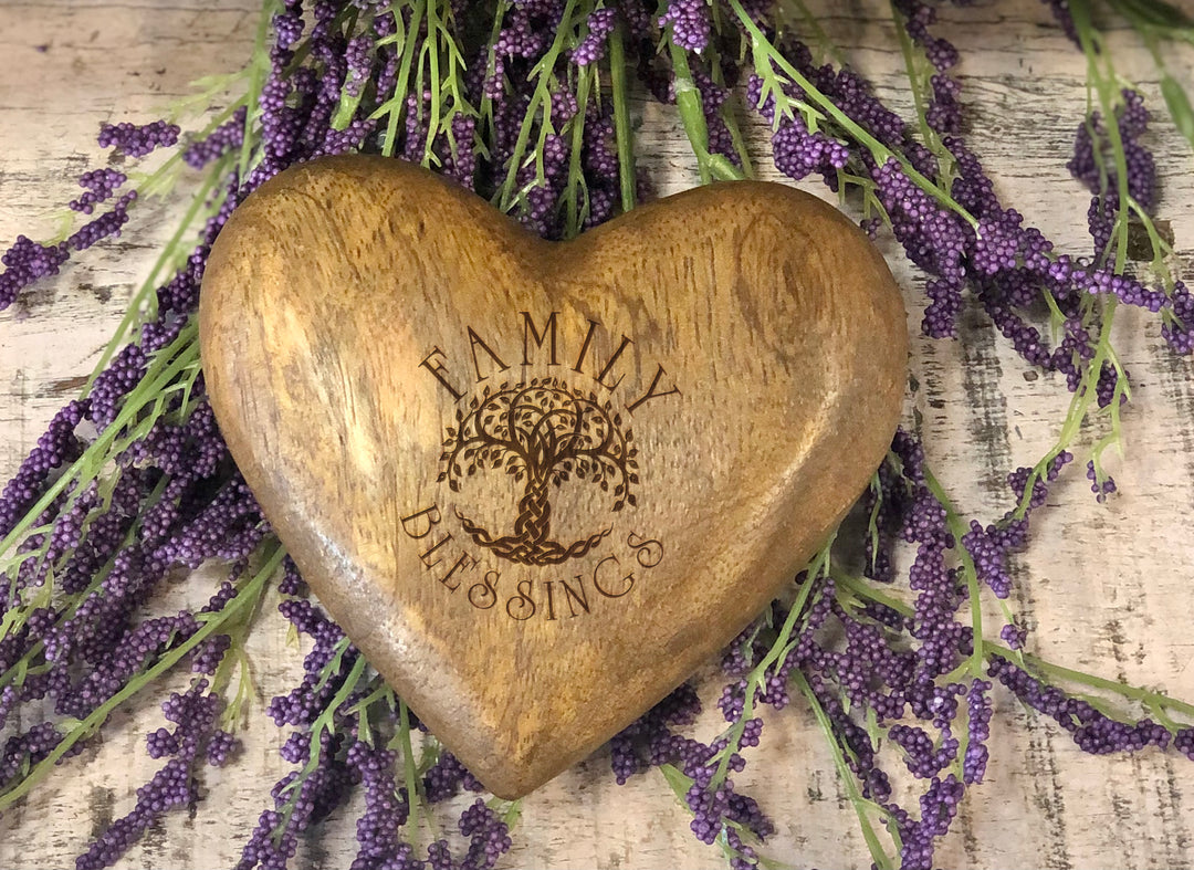 Solid Wood Hearts-Personalized Keepsake Memento - Custom Text-Laser Engraved **Multiple Template Designs** - DA8819
