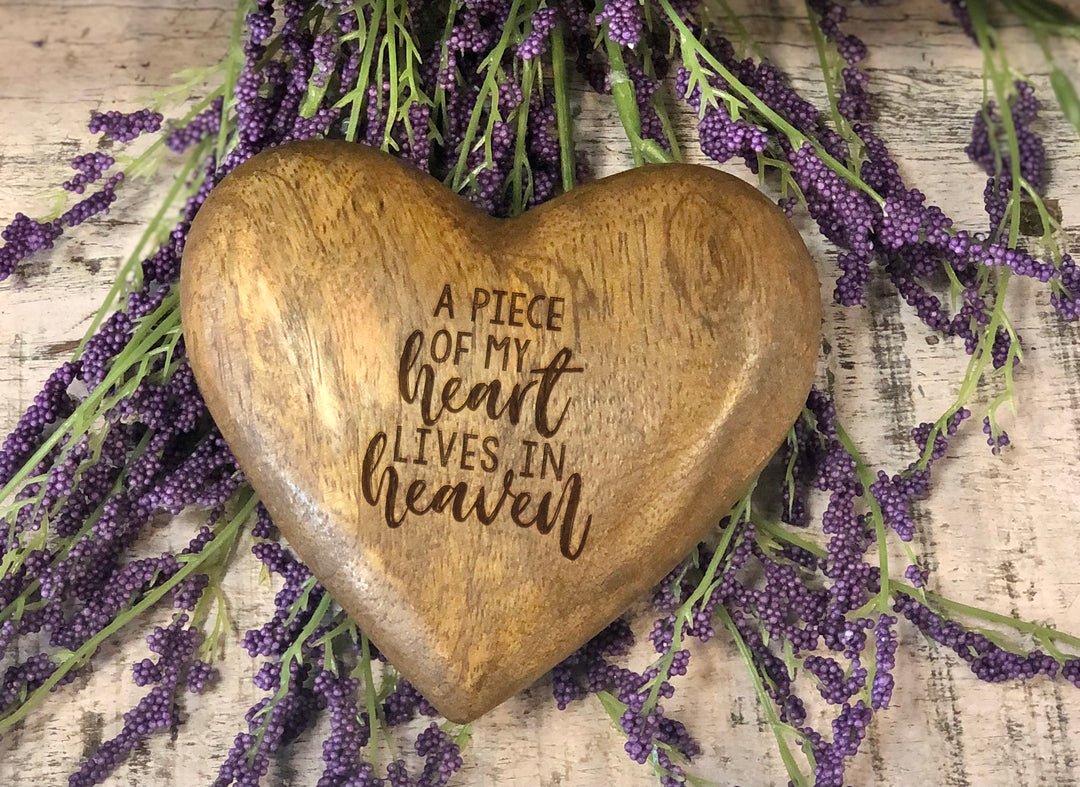 Solid Wood Hearts-Personalized Keepsake Memento - Custom Text-Laser Engraved **Multiple Template Designs** - DA8819