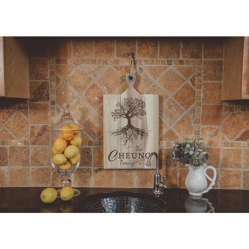 Engraved Acacia Family Tree Cutting Board with Family Name - ZNHC0067