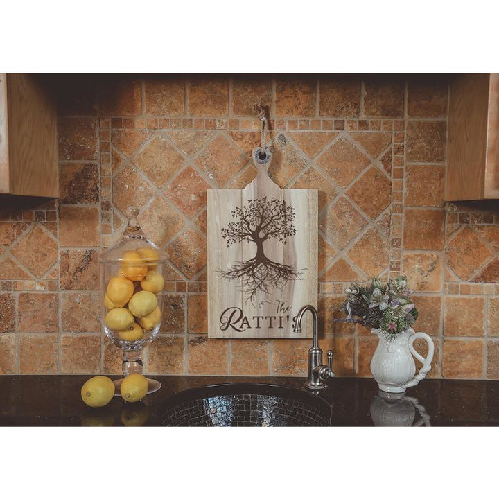 Engraved Acacia Family Tree Cutting Board with Family Name - ZNHC0067