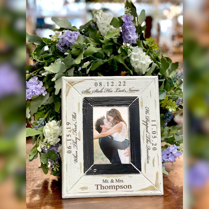 White and Black 4x6 Wood Picture Frame - 46900482