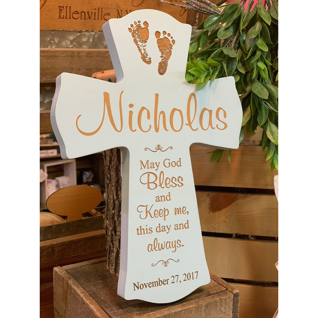 Personalized Footprint Baptism Cross - ZALC43
