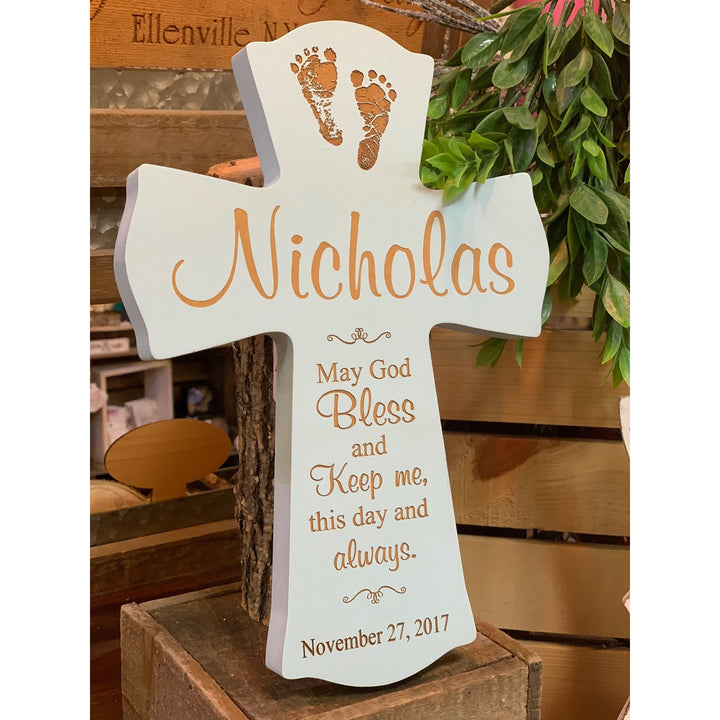 Personalized Footprint Baptism Cross - ZALC43