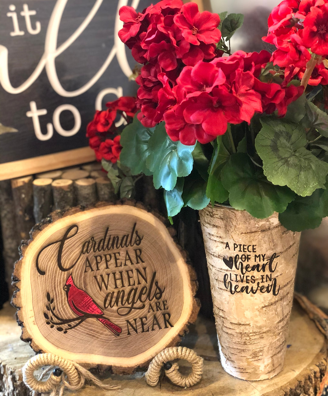 A Piece of My Heart Lives In Heaven Engraved Birch Vase - 61505