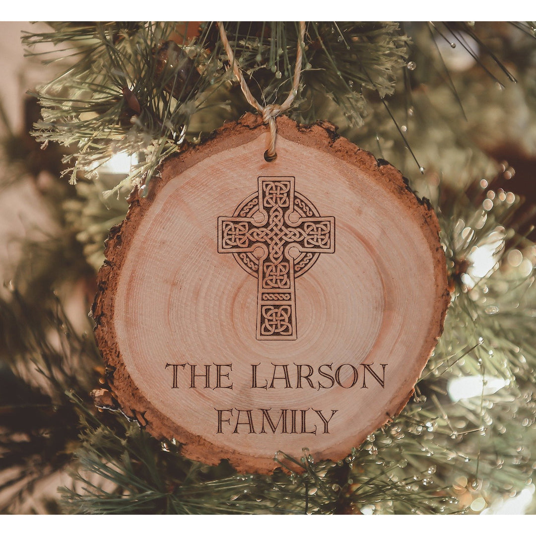 Personalized Celtic Cross Wood Ornament