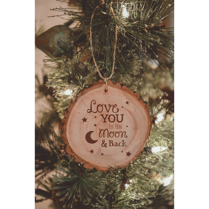 Love You to The Moon & Back Engraved Wood Ornament