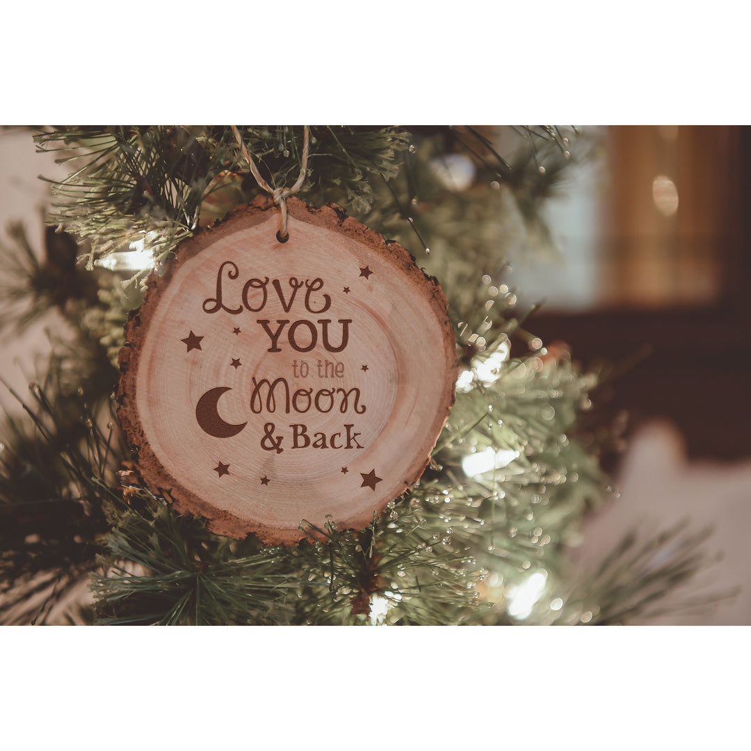 Love You to The Moon & Back Engraved Wood Ornament