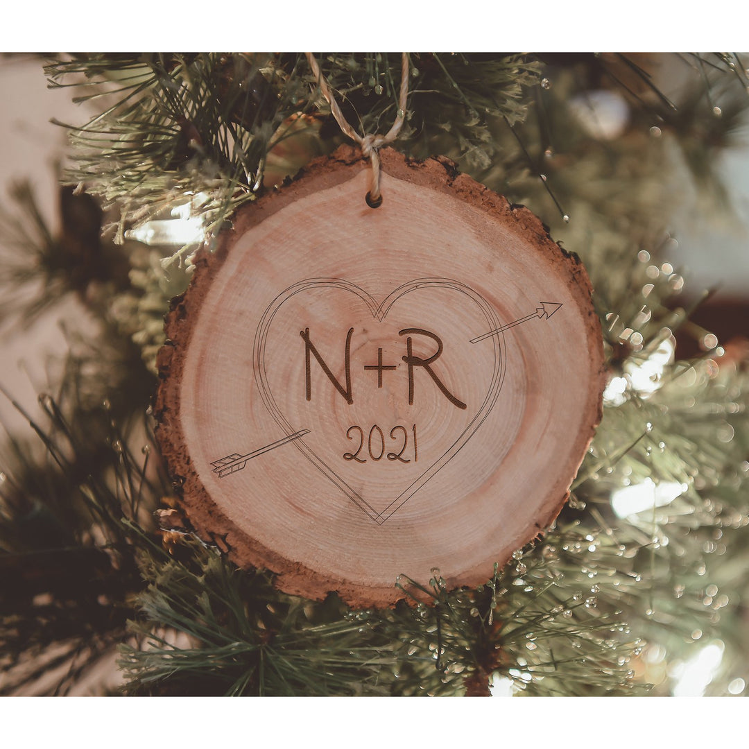Personalized Handwritten Lovers Heart Wood Ornament