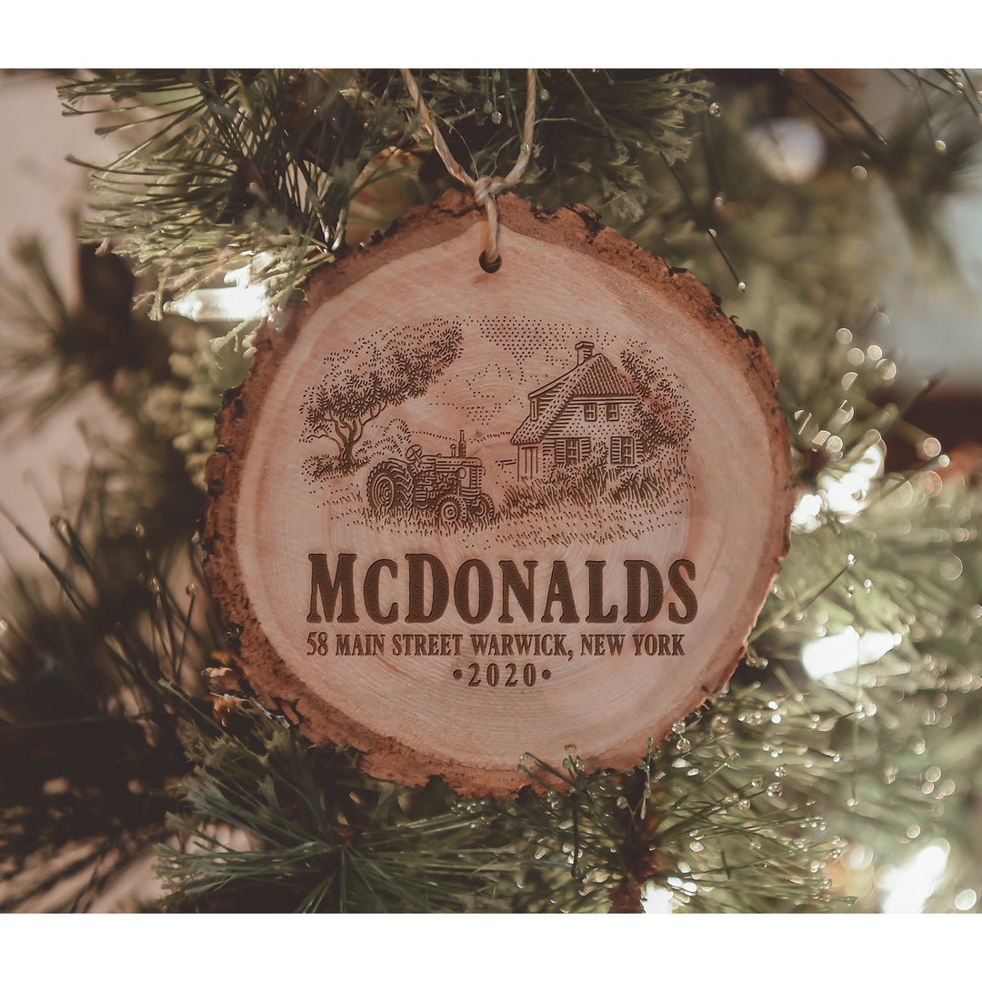 Personalized Family Farmhouse Wood Ornament