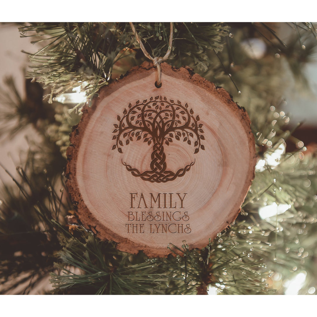 Personalized Celtic Knot Tree of Life Wood Ornament