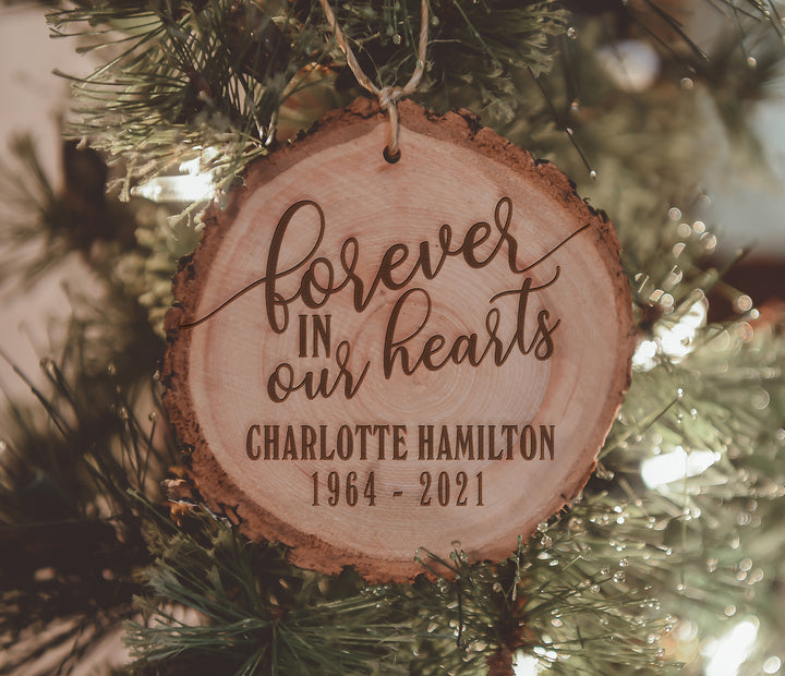 Forever In Our Hearts Engraved Wood Ornament