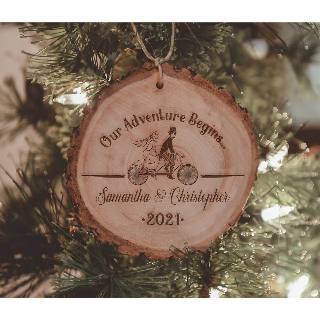 Personalized Whimsical Bicycle Wood Ornament