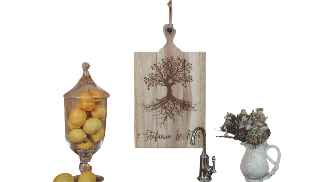 Engraved Acacia Family Tree Cutting Board with First Names - ZNHC0067