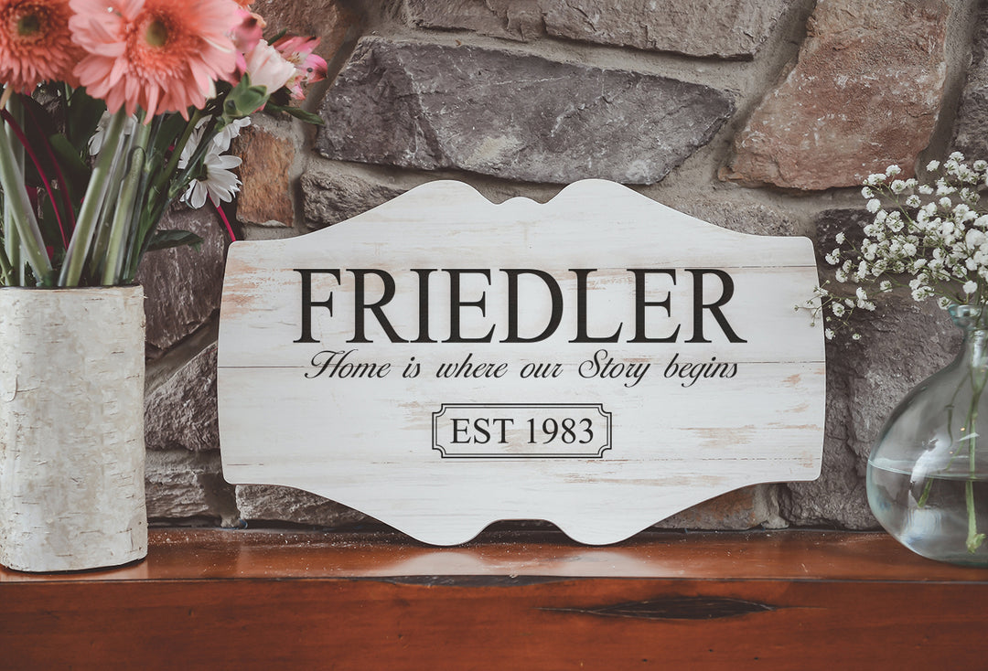 Personalized Home Scalloped Sign **Multiple template designs** - ZSGS0009
