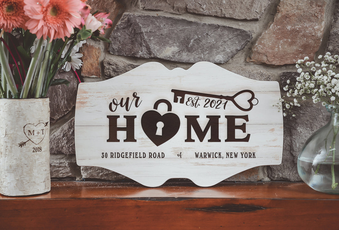 Personalized Home Scalloped Sign **Multiple template designs** - ZSGS0009