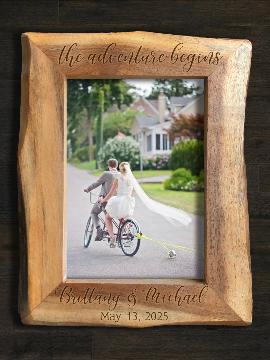 Personalized Natural Edge Wooden 5x7 Photo Frame - 15675