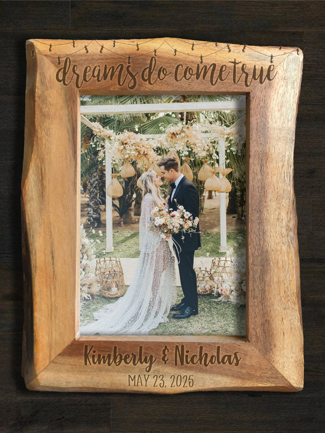 Personalized Natural Edge Wooden 5x7 Photo Frame - 15675