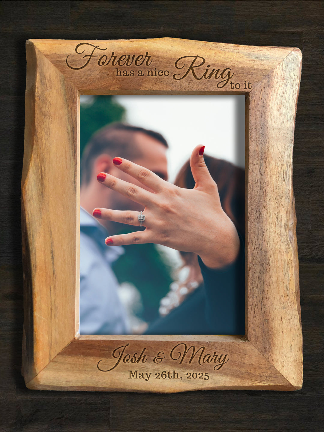 Personalized Natural Edge Wooden 5x7 Photo Frame - 15675