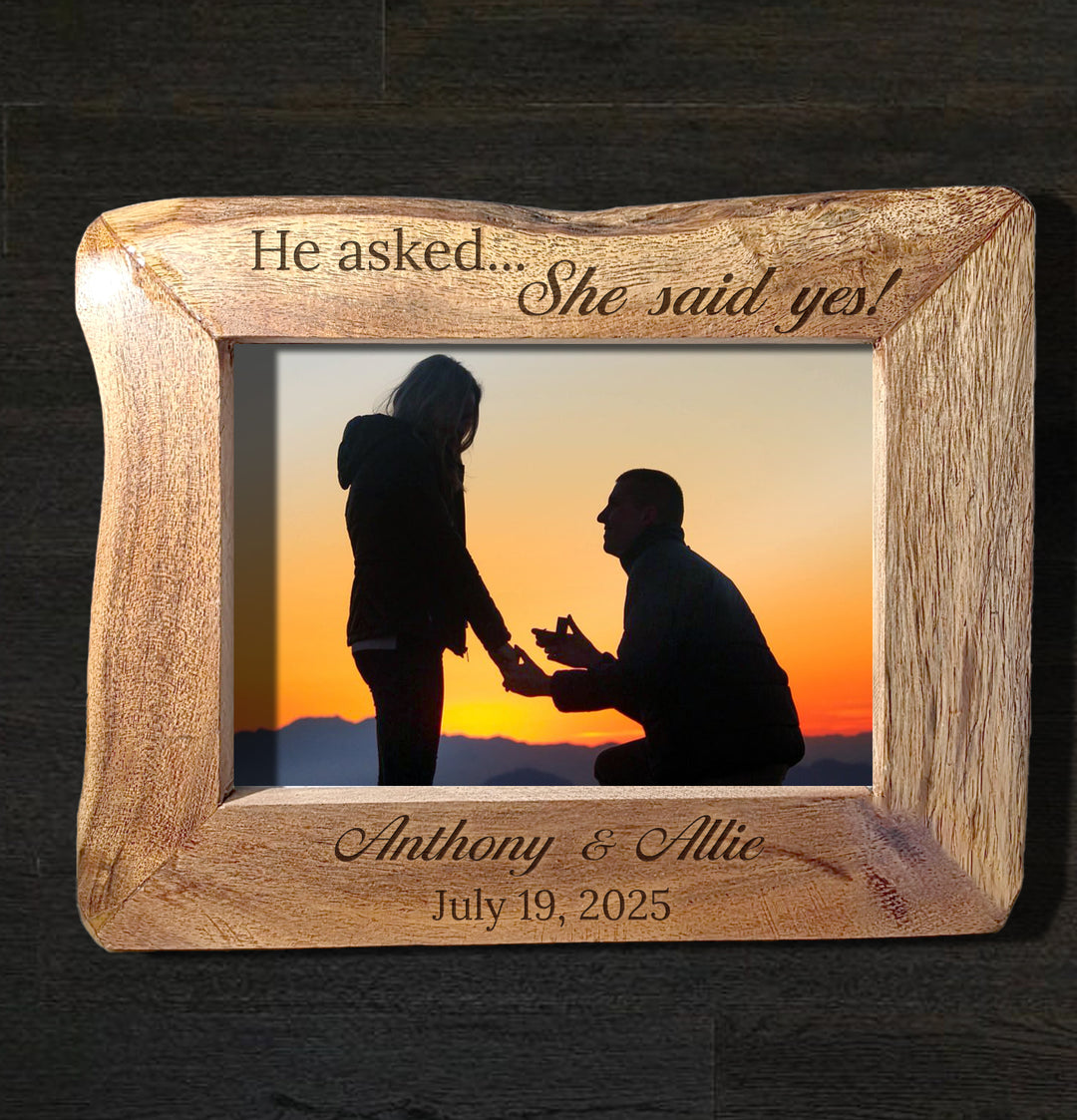Personalized Natural Edge Wooden 5x7 Photo Frame - 15675