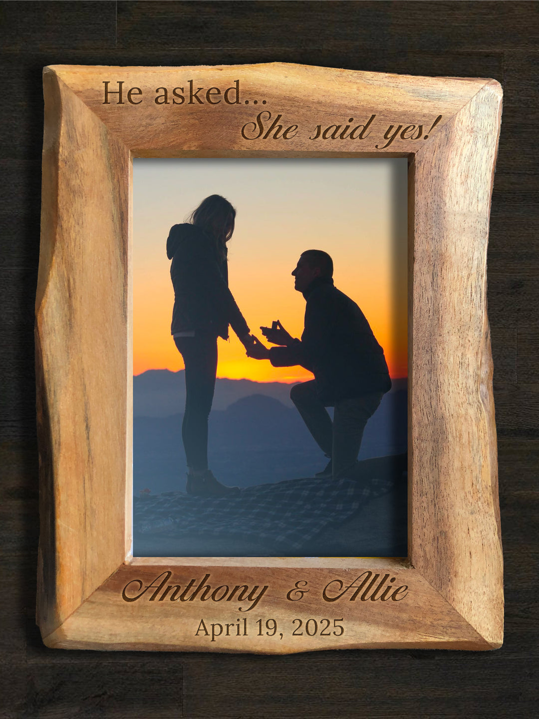Personalized Natural Edge Wooden 5x7 Photo Frame - 15675