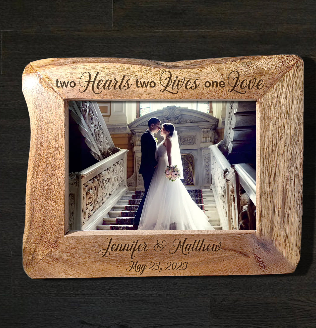 Personalized Natural Edge Wooden 5x7 Photo Frame - 15675