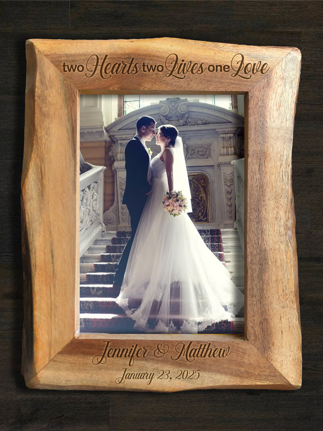 Personalized Natural Edge Wooden 5x7 Photo Frame - 15675