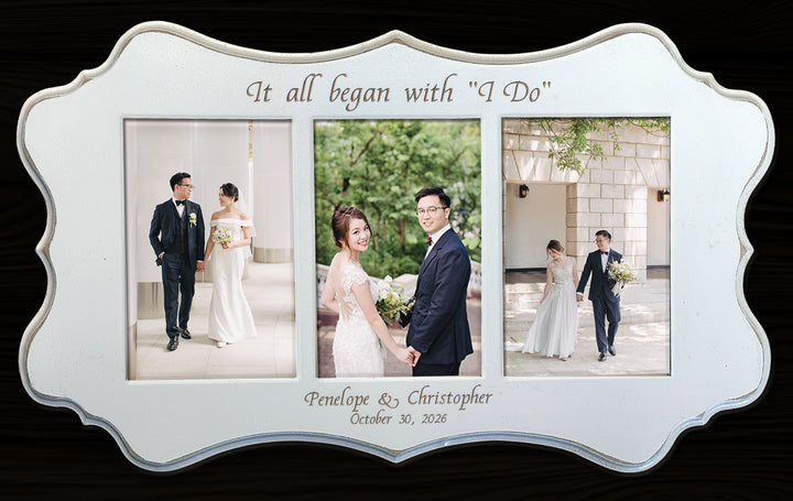 Personalized Scallop White 3 Photo Frame - 1620-193