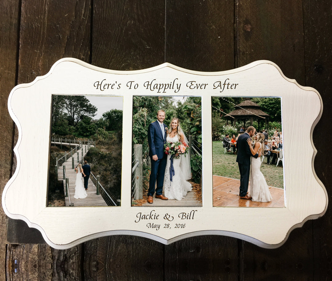 Personalized Scallop White 3 Photo Frame - 1620-193