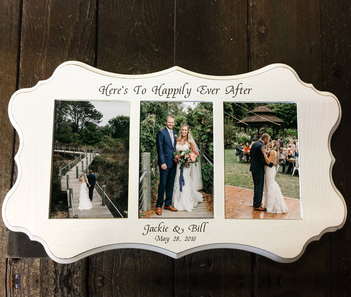 Personalized Scallop White 3 Photo Frame - 1620-193