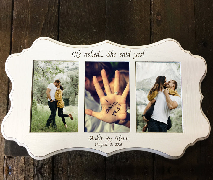Personalized Scallop White 3 Photo Frame - 1620-193