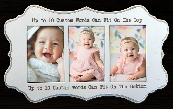 Personalized Scallop White 3 Photo Frame - 1620-193