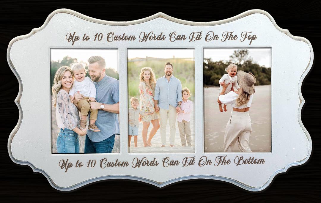 Personalized Scallop White 3 Photo Frame - 1620-193