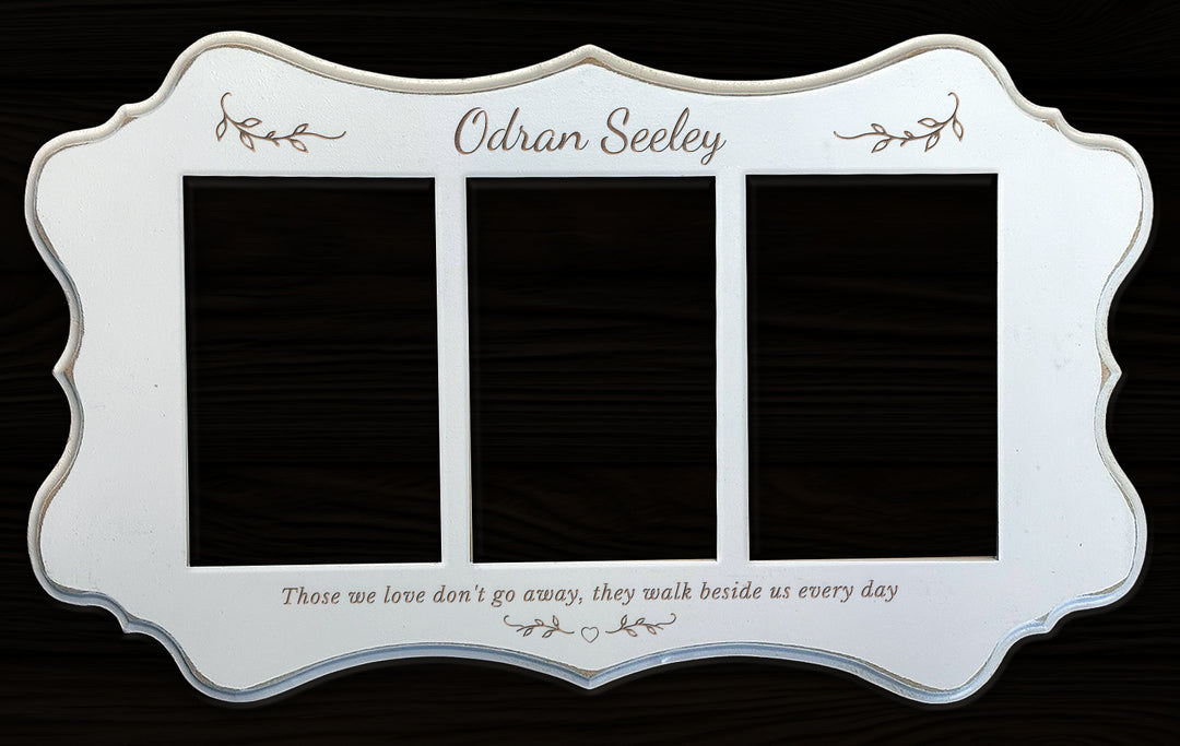 Personalized Picture Frame - Scalloped White Multi Frame 3-Opening 4x6