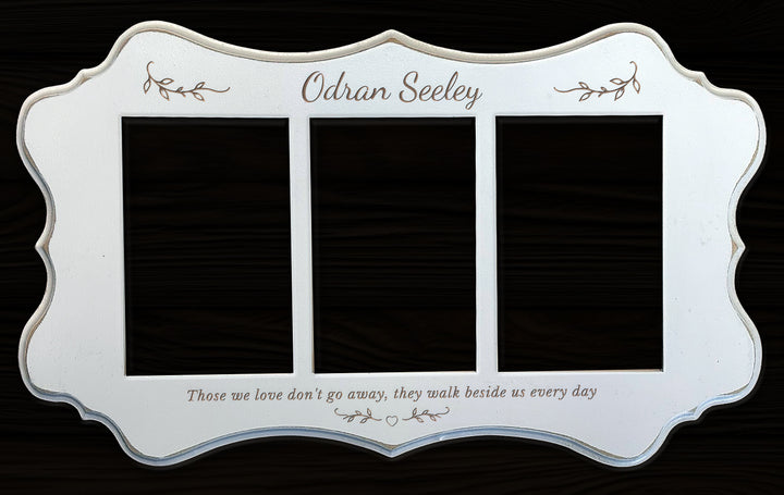 Personalized Picture Frame - Scalloped White Multi Frame 3-Opening 4x6