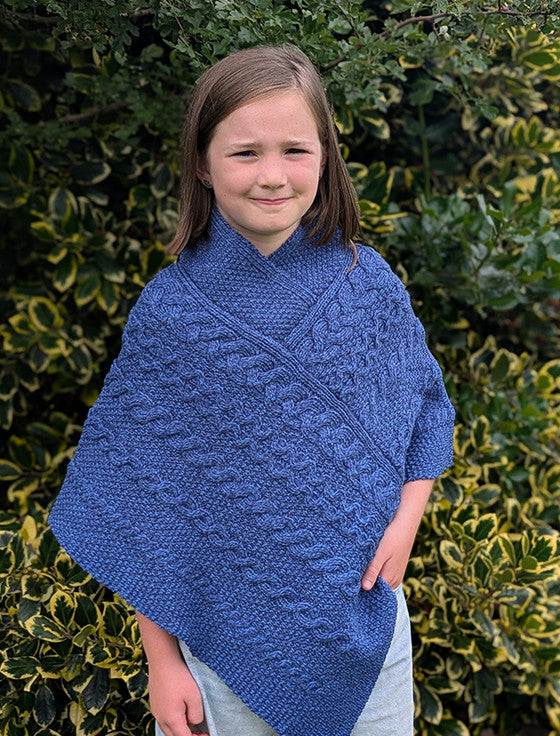 Irish Baby & Kids Aran Cable Knit Poncho - 100% Soft Merino Wool