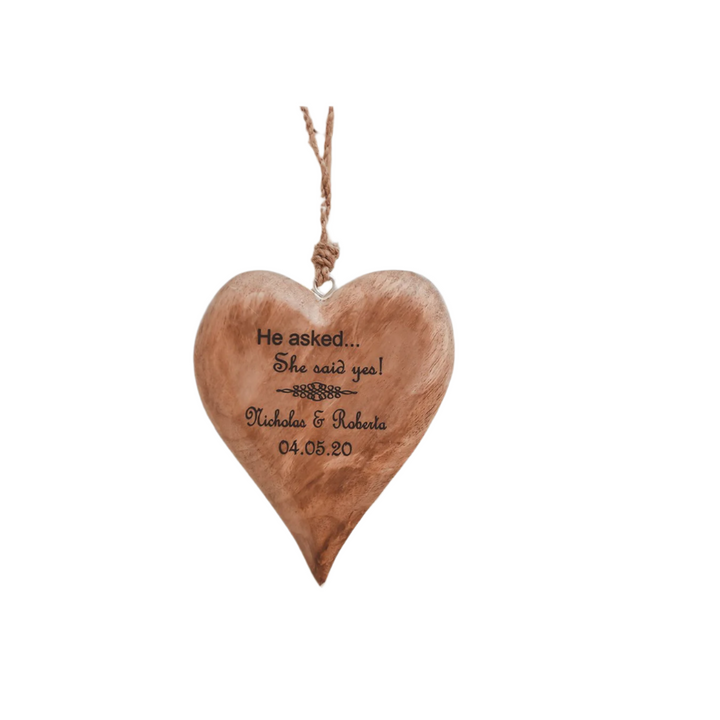 He Asked She Said Yes Hanging Heart Ornament - 020190093