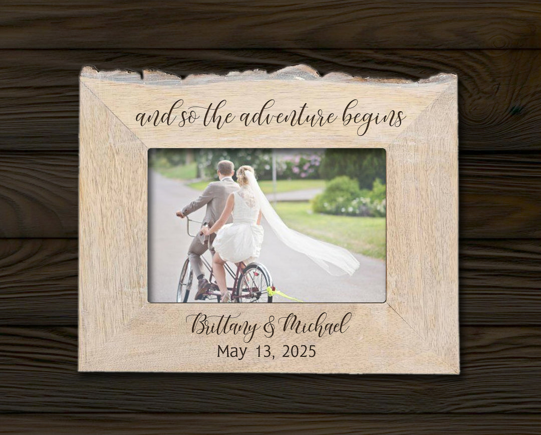Personalized Natural Edge White Wash Wooden 4x6 Photo Frame - FFRD11573
