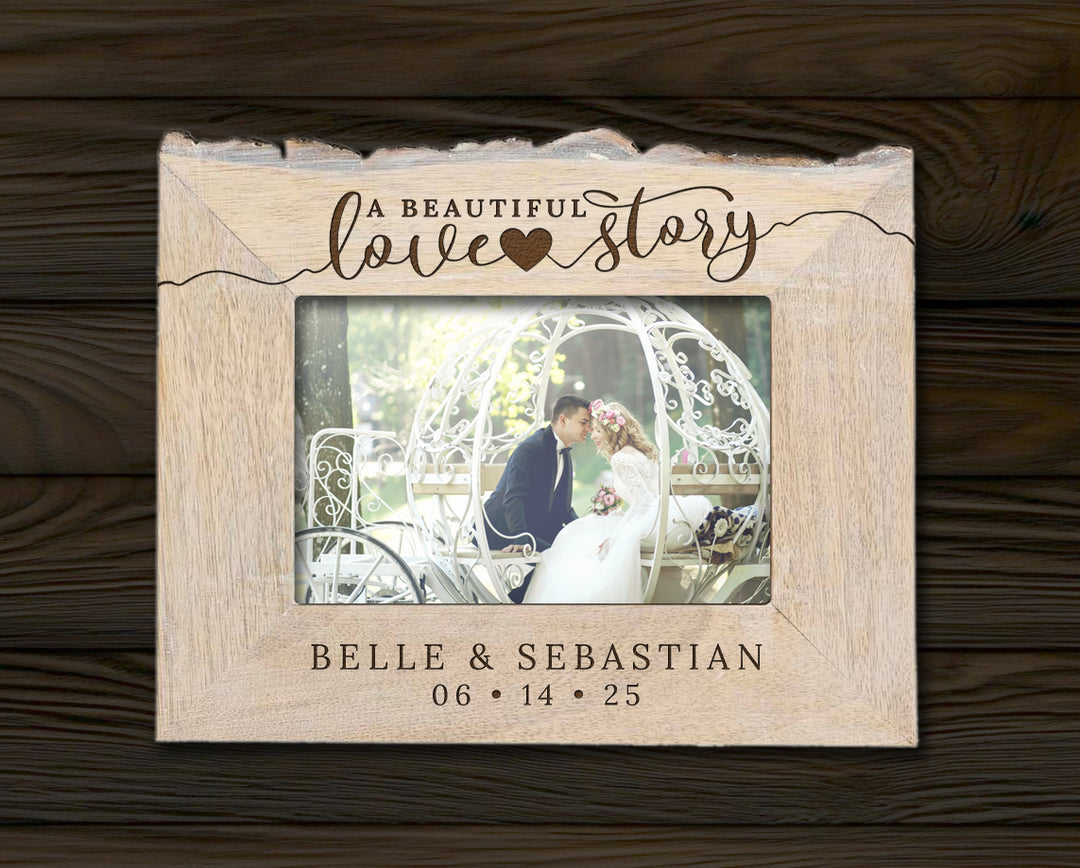 Personalized Natural Edge White Wash Wooden 4x6 Photo Frame - FFRD11573