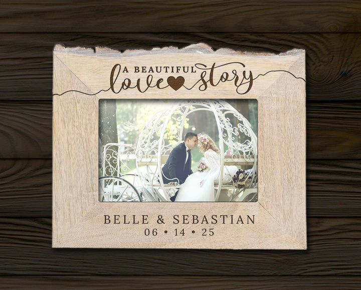 Personalized Natural Edge White Wash Wooden 4x6 Photo Frame - FFRD11573