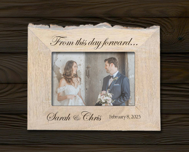 Personalized Natural Edge White Wash Wooden 4x6 Photo Frame - FFRD11573