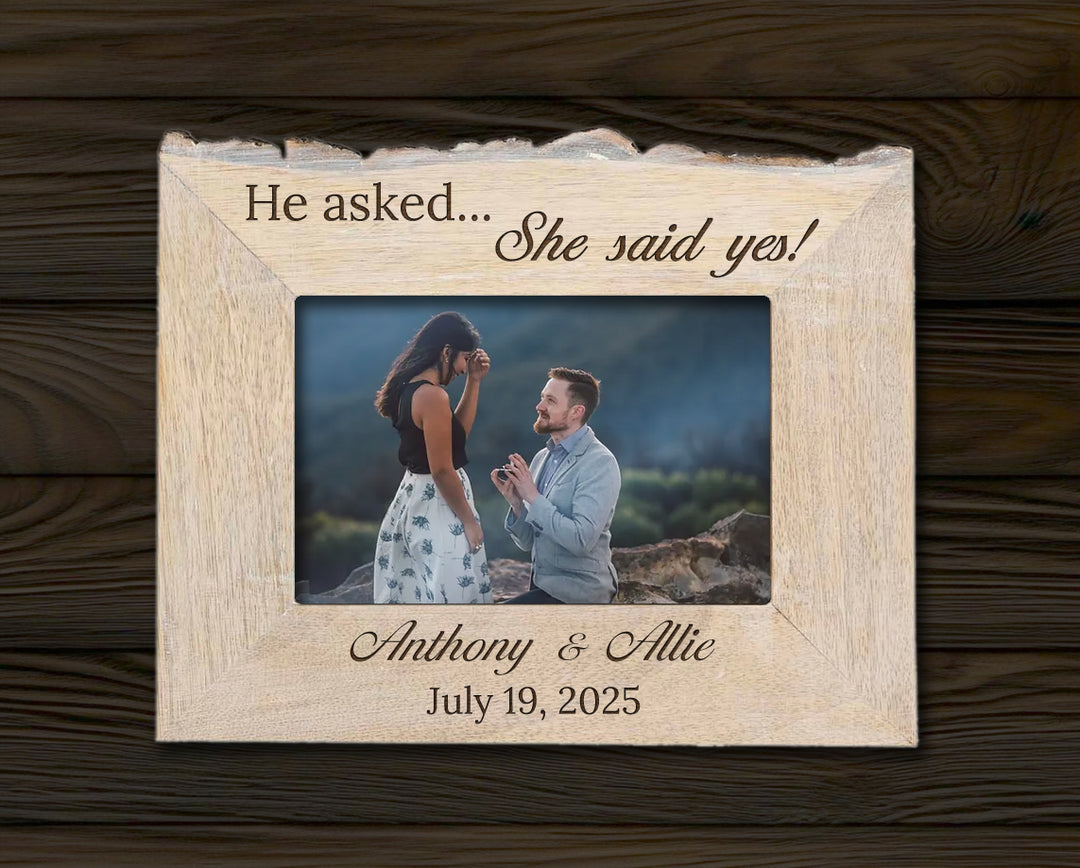Personalized Natural Edge White Wash Wooden 4x6 Photo Frame - FFRD11573