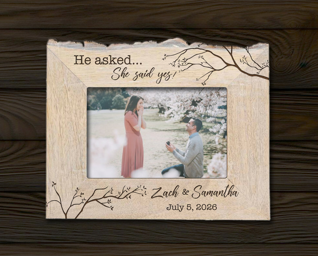 Personalized Natural Edge White Wash Wooden 4x6 Photo Frame - FFRD11573