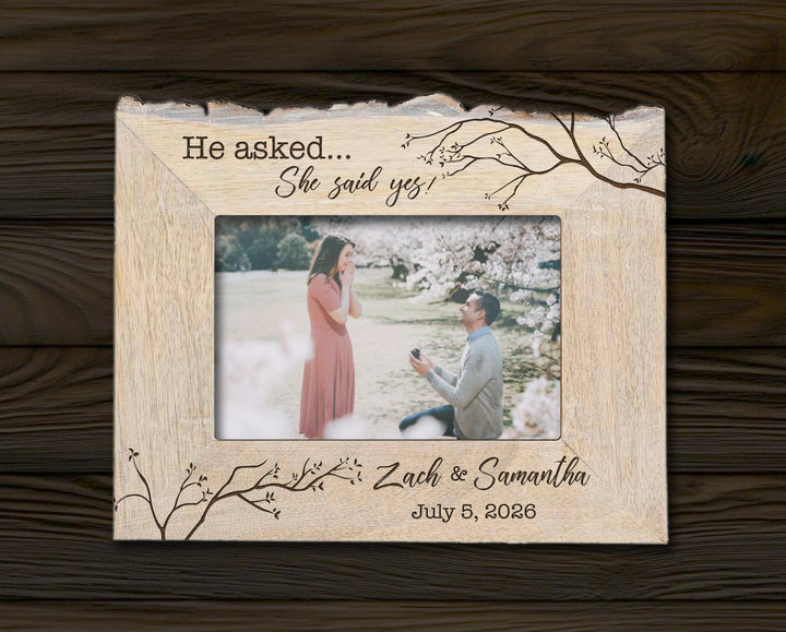 Personalized Natural Edge White Wash Wooden 4x6 Photo Frame - FFRD11573
