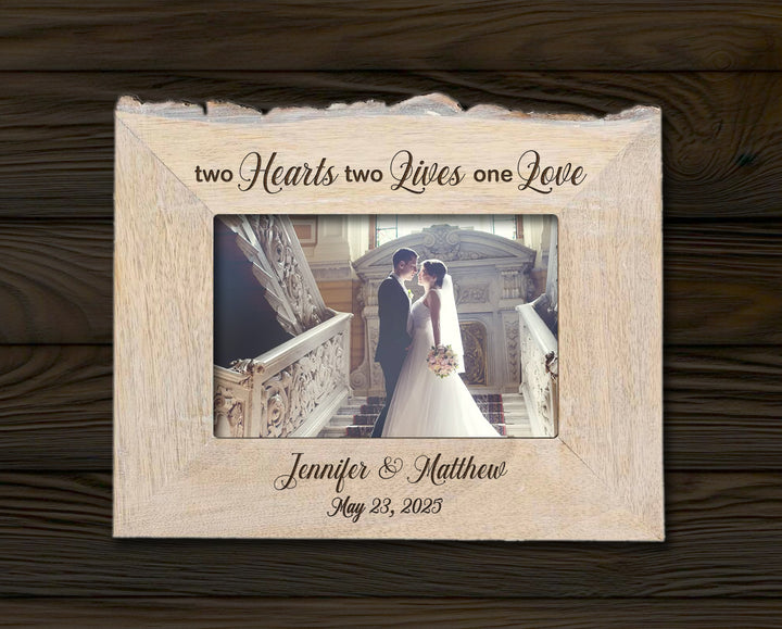 Personalized Natural Edge White Wash Wooden 4x6 Photo Frame - FFRD11573
